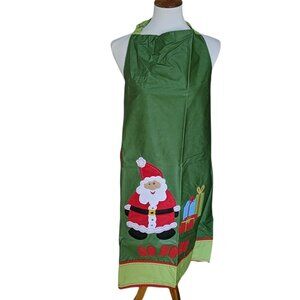 The Company Store Holiday APRON Green and Red Santa Christmas One Size NIP